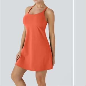 Halara SoftlyZero Plush 2-in-1 Pocket Mini Active Dress Orange New Shorts